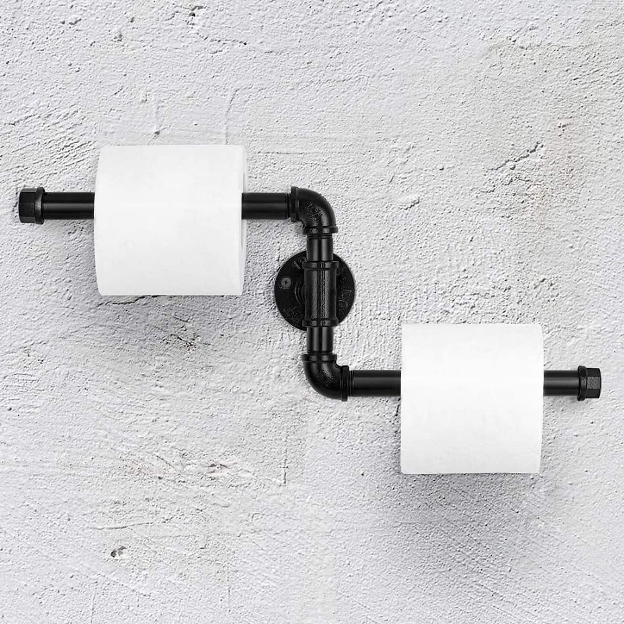 Black Iron Industrial Rustic Pipe Toilet Paper Holder